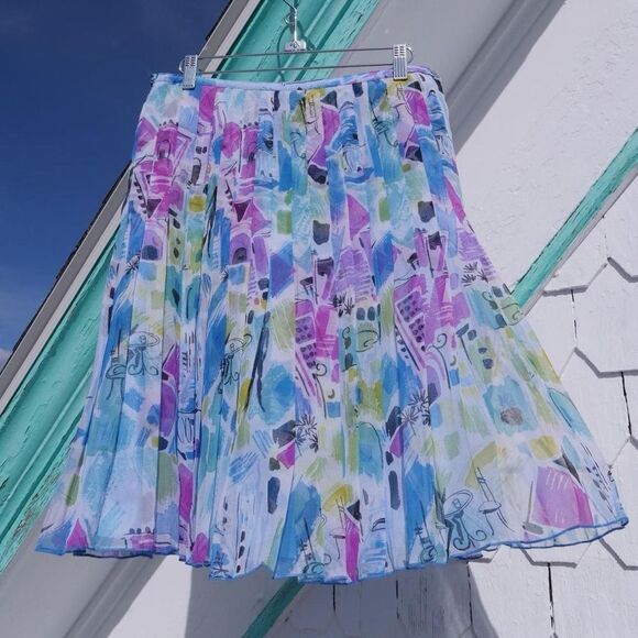 Y2k knife pleated silk midi skirt - Picture 1 of 8